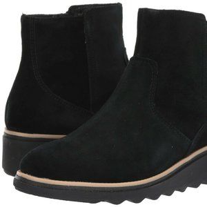 Women's Suede Wedge Ankle Bootie Black Size 7